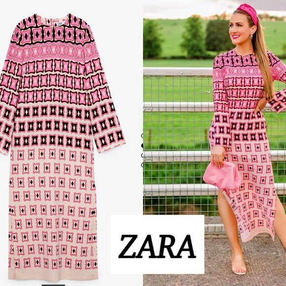 ZARA MIDI CUT-OUT PRINTED DRESS 3126/185 - Picture 2 of 6